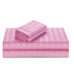 Casabella Satin Stripe Duvet Cover Sets Bedding With Satin Stripes, Pink Superking Duvet Cover Stripe & Pillowcases - thumbnail 5