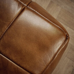 Elm Home And Products Real Genuine Leather Foot Stool Rest Poufe Tan Brown 45Cm High X 50Cm Wide X 50Cm Deep - thumbnail 3