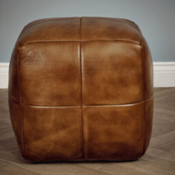 Elm Home And Products Real Genuine Leather Foot Stool Rest Poufe Tan Brown 45Cm High X 50Cm Wide X 50Cm Deep - thumbnail 2
