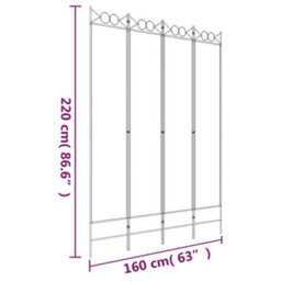 Walplus White Fabric 4 Panel Room Divider 160 By 220 Centimetres - thumbnail 8