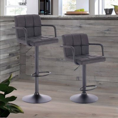 Rafaelo Mobilia Set Of 2 Faux Leather Bar Stools With Foot And Armrest - image 1