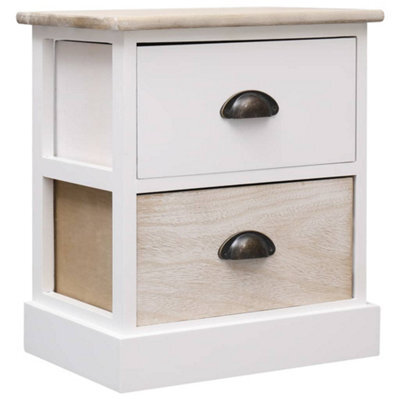Berkfield Elegant Nightstands 2 Pcs White And Natural 38X28X45 Cm Paulownia Wood - image 1