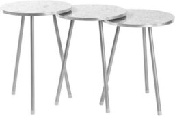 Hygrad Built to Survive Set Of 3 Nesting End Tables Round Wood Stacking Coffee Side Accent Table With Metal Legs - thumbnail 7