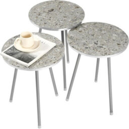 Hygrad Built to Survive Set Of 3 Nesting End Tables Round Wood Stacking Coffee Side Accent Table With Metal Legs - thumbnail 6