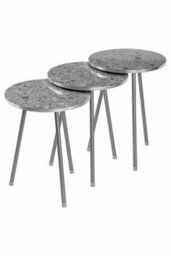 Hygrad Built to Survive Set Of 3 Nesting End Tables Round Wood Stacking Coffee Side Accent Table With Metal Legs - thumbnail 9
