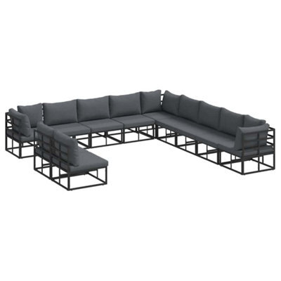 Berkfield Modern Garden Sofa Set With Cushion 11 Pcs Black Aluminium - image 1