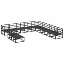 Berkfield Modern Garden Sofa Set With Cushion 11 Pcs Black Aluminium - thumbnail 7