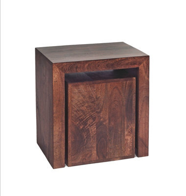 Buttercup Farm Toko Dark Mango Cubed Nest Of 2 Tables - Solid Mango Wood - L35 X W51 X H55 Cm - image 1