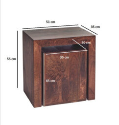 Buttercup Farm Toko Dark Mango Cubed Nest Of 2 Tables - Solid Mango Wood - L35 X W51 X H55 Cm - thumbnail 4