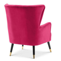 Velvet Dark Pink Camila Accent Wingback Chair With Footstool - thumbnail 5