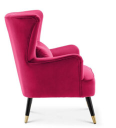 Velvet Dark Pink Camila Accent Wingback Chair With Footstool - thumbnail 6