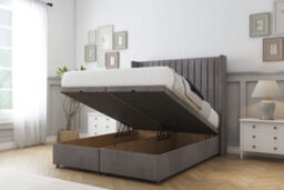"Comfort Chester Slate Naples Ottoman Bed Base With 54"" Wingback Headboard 6' Super King" - thumbnail 2