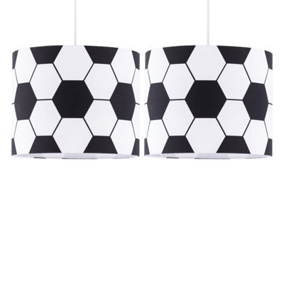 First Choice Lighting Set Of 2 Footie - Black And White Football Pendant Shades - image 1