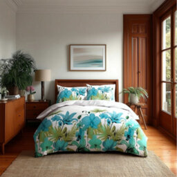 Duvet Cover And Pillowcase Set Lily Flower Design Bed Linen Multi - thumbnail 1
