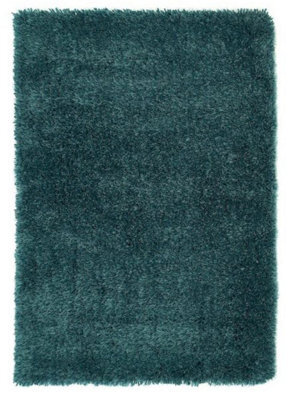 Dark Teal Handmade Rug, 50mm Thickness Plain Shaggy Rug, Modern Luxurious Rug For Bedroom, & Dining Room-90Cm X 150Cm - image 1