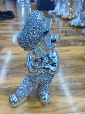 Biznest Crushed Diamond Luigi Silver Shelf Sitter Unique Ornament Statue
