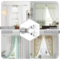 Ameha Plain Sapphire Crystal Metal Curtain Pole 160-300 Cm, (63 Inch-118 Inch) Chrome Extendable Adjustable Curtain Poles - thumbnail 3