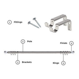 Ameha Plain Sapphire Crystal Metal Curtain Pole 160-300 Cm, (63 Inch-118 Inch) Chrome Extendable Adjustable Curtain Poles - thumbnail 8