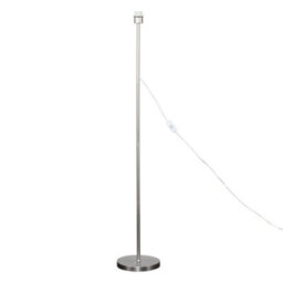 Valuelights Modern Standard Floor Lamp Base In Brushed Chrome Metal Finish - Includes 15W Led Gls Bulb 6500K Cool White