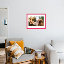 14X11 Inch 2 Opening Photo Collage Frame, Display Two 8X6 Inch Photos, Multi Aperture Family Picture Frame, Bright Pink - thumbnail 3