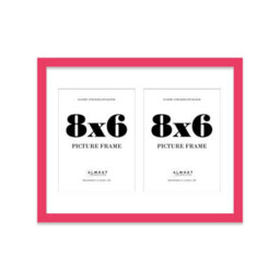 14X11 Inch 2 Opening Photo Collage Frame, Display Two 8X6 Inch Photos, Multi Aperture Family Picture Frame, Bright Pink - thumbnail 2