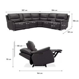 Xample Gilman Creek Wylder Dark Grey Leather Power Reclining Sectional Sofa With Storage Console, Cup Holders, 3 Usb/usb-C Ports - thumbnail 2