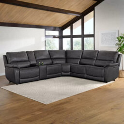 Xample Gilman Creek Wylder Dark Grey Leather Power Reclining Sectional Sofa With Storage Console, Cup Holders, 3 Usb/usb-C Ports - thumbnail 3