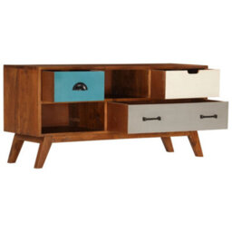 Berkfield Durable Tv Cabinet With 3 Drawers 110X35X50 Cm Solid Acacia Wood - thumbnail 5
