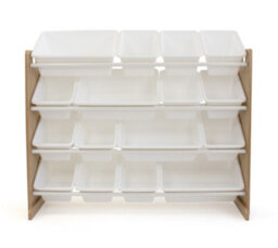 Humble Crew Children's Shelf, Toy Organiser Shelf With 16 Storage Boxes, Natural/white - thumbnail 1