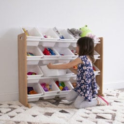 Humble Crew Children's Shelf, Toy Organiser Shelf With 16 Storage Boxes, Natural/white - thumbnail 7