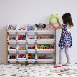 Humble Crew Children's Shelf, Toy Organiser Shelf With 16 Storage Boxes, Natural/white - thumbnail 5