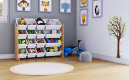 Humble Crew Children's Shelf, Toy Organiser Shelf With 16 Storage Boxes, Natural/white - thumbnail 8