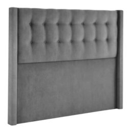 Silentnight Double Ottoman Divan Bed With Velvet Bloomsbury Winged Headboard In Charcoal Grey, 135X190Cm, Storage Base - thumbnail 7