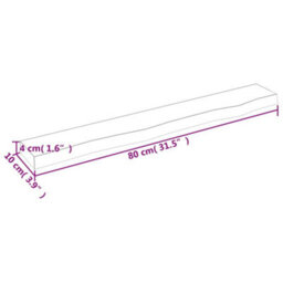 Berkfield Wall Shelf Light Brown 80X10X4 Cm Treated Solid Wood Oak - thumbnail 4