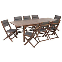Beliani Cesana 8 Seater Garden Dining Set Dark Brown Acacia Wood
