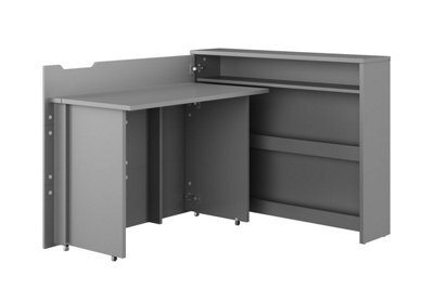Arte Work Concept Convertible Hidden Desk Left In Grey Matt - Foldaway Workspace With Wheels & Shelving - image 1