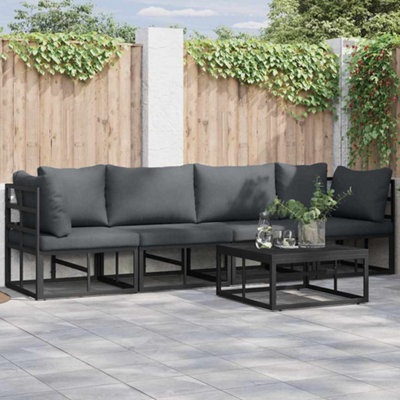 Berkfield Garden Sofa Set With Cushion 4 Pcs Black Aluminium - image 1