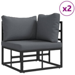 Berkfield Garden Sofa Set With Cushion 4 Pcs Black Aluminium - thumbnail 3