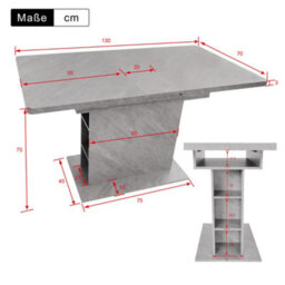 Matteo Grey Extendable Dining Table With Storage, Modern Space-Saving Rectangular Dinner And Coffee Table - thumbnail 4