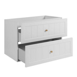 Heze Furniture Gusto Scandi Style 2 Drawer Wall Cabinet Vanity Unit With Worktop 80Cm White - thumbnail 2