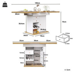 Matteo Extendable Dining Table With Integrated Storage - White (110-140Cm) - thumbnail 7
