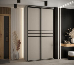 Arte Luxurious Cashmere & Black Sliding Door Wardrobe W140Cm H235Cm D60Cm For Sophisticated Storage - thumbnail 2