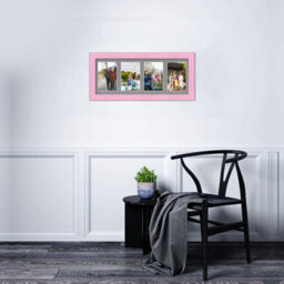 AK Frames 50X20Cm Pastel Pink Classic Multi Photo Frame With Mid Grey Mount - Holds 4 Apertures (4X) 6X4 Photos - thumbnail 3