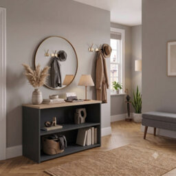 Shefa Line Modu Open Storage Unit 80 Cm, Graphite/wotan Oak - thumbnail 3