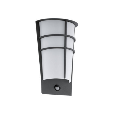 Eglo Breganzo 1 Grey And White Metal And Plastic Ip44 Integrated Led Outdoor Wall Light With Sensor, (W) 19Cm - image 1