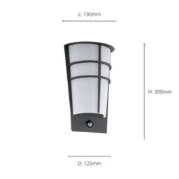 Eglo Breganzo 1 Grey And White Metal And Plastic Ip44 Integrated Led Outdoor Wall Light With Sensor, (W) 19Cm - thumbnail 4