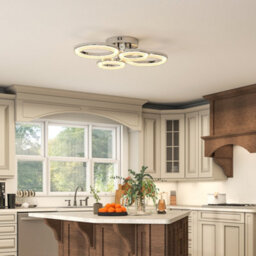 Homcom Modern 4-Ring Flush Mount Ceiling Light, Led Ceiling Light, Silver - thumbnail 8