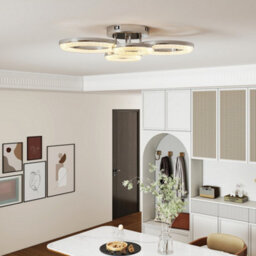 Homcom Modern 4-Ring Flush Mount Ceiling Light, Led Ceiling Light, Silver - thumbnail 9
