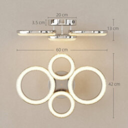 Homcom Modern 4-Ring Flush Mount Ceiling Light, Led Ceiling Light, Silver - thumbnail 3