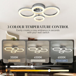 Homcom Modern 4-Ring Flush Mount Ceiling Light, Led Ceiling Light, Silver - thumbnail 4